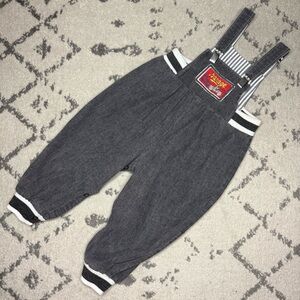 CARTERS VTG 80s 90s Garage Towing Tow Truck Railroad Stripe Pleated Overalls